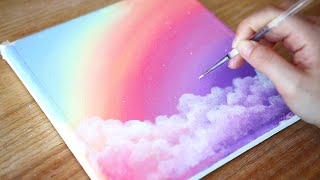 Dreamy Day 🌈Rainbow Sky amp Clouds  Step by step Acrylic Painting 144 [upl. by Eyram]