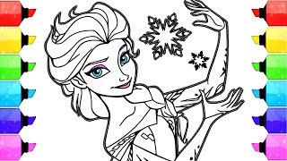 Elsa Frozen Disney Coloring Book Pages  How to Draw and Color Elsa Frozen Disney Paint Markers [upl. by Nika419]