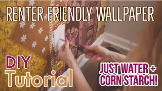 RENTER FRIENDLY WALLPAPER  EASY DIY FABRIC WALL  HOME UPGRADE IDEAS [upl. by Ahsyia]