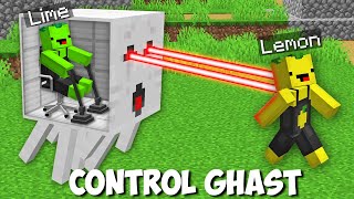 How to CONTROL A GHAST TO TROLL A FRIEND in Minecraft  LEMON VS LIME CONTROL MOB [upl. by Dicky]