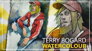 ¡CÓMO PINTAR CON ACUARELA GODET Y LÁPICES ACUARELABLES TUTORIAL  Terry Bogard timelapse [upl. by Enyamrahs]