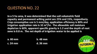 In a 5 ha area it was determined that the soil volumetric field capacity and permanent wilting poin [upl. by Zephaniah917]