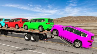 Flatbed Truck Mcqueen  Transportation with Truck  Pothole vs Car 4  BeamNGDrive [upl. by Naara]