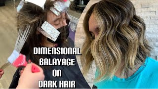 BALAYAGE  Dimensional Balayage on DARK HAIR  Low Maintenance [upl. by Maurreen]