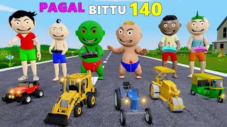 Pagal Bittu Sittu 140  Jcb Tractor Wala Cartoon  Gadi Wala Cartoon  Bittu Sittu Toons [upl. by Selmner]