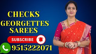 Checks georgettes sarees at best price 9515222071  Sree Nava Media Sarees [upl. by Noda]