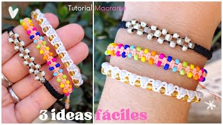 ⚡️3 Pulseras fáciles de hilo y mostacillas⚡️Macrame [upl. by Nnyliram629]