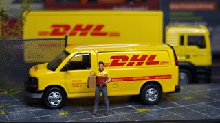 Diecast Chevrolet van DHL 596 model Unboxing Review Diecast Hunting in Europe [upl. by Almallah492]