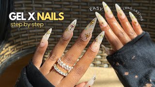 Watch Me Do Gel X Nails At Home 💅🏽  BEGINNER FRIENDLY gel x nails tutorial [upl. by Agnizn]