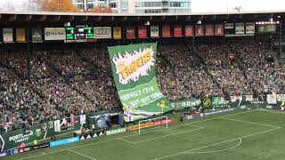 Timbers Army unveils tifo ahead of TimbersSounders playoff game [upl. by Bullough537]