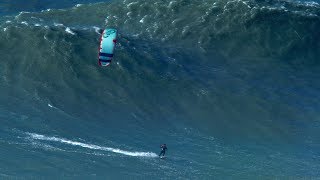 BIGGEST Wave Kite Surfed by Nuno Figueiredo at Nazare  Hard Rock version [upl. by Opportuna]