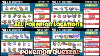 Pokemon Quetzal All Pokemon Locations  Wild Encounter Of All Routes Caves Safari Zone And Others [upl. by Manning]