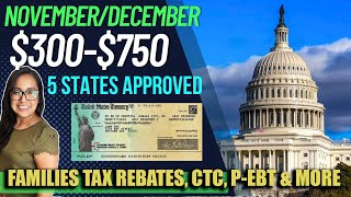 NEW STIMULUS CHECK IN NOVEMBER AND DECEMBER 2023 750 REBATES amp 300 GRANT 5 STATES [upl. by Attenra667]