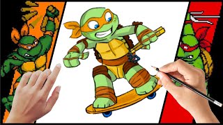 Michelangelo Ninja Turtle Drawing  Drawing Ninja Turtles Step by Step [upl. by Ahselrac483]