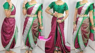 KHAN SAREE DRAPING IN DHOTI STYLEDHOTI SAREE DRAPING TUTORIALSTEP BY STEP [upl. by Lemuel830]