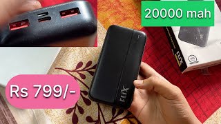 Cheap and Best Power Bank Rs 799  Flix Power Bank 20000mah Unboxing amp Review  technical gy [upl. by Kitchen]