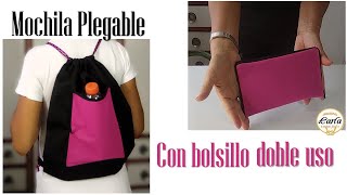 MOCHILA PLEGABLE CON BOLSILLO DE DOBLE USO FÁCIL DE HACER🎁 [upl. by Emlynn144]