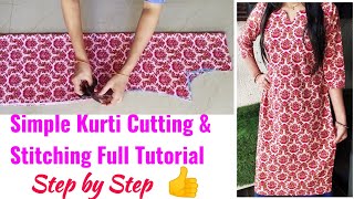 Kurti Cutting and Stitching Step by Step  KurtiSuitkameez Cutting and Stitching Full Tutorial [upl. by Paulina398]