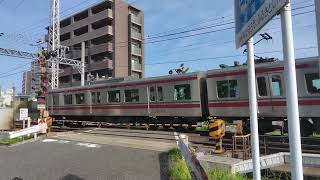 Morning commuter train in Fukuoka speeding through level crossing amp over railway bridge [upl. by Arek]