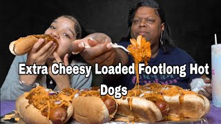 Extra Cheesy Loaded Footlong Hot Dogs  Mukbang Eating Show  Mz Louisiana Housewife [upl. by Innaig110]