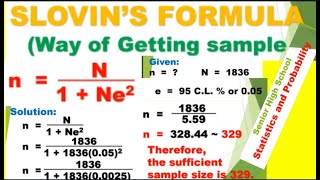 Slovins Formula Way of Determing Sample Size  SHS Ststistics and Probability [upl. by Viking]