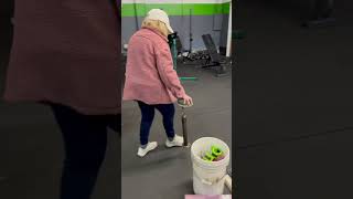 85 year old Marianne “The Blond Bomber” farmer’s walking the 5” X 34” Bullring nevertooold [upl. by Tucky]