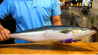 How to Fillet a Rainbow Runner for Sashimi雙帶鰺切割生魚片  Taiwanese Street Food [upl. by Aniretac]