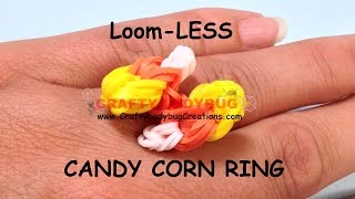 Rainbow LoomLESS CANDY CORN RING HALLOWEEN Series EASY Charm TutorialsHow to by Crafty Ladybug [upl. by Ysor]