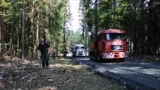 Schwertransport mit Problemen an einer Steigung im Wald [upl. by Meeharb]