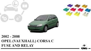 Fuse box diagram Vauxhall Ople Corsa C 2000  2006 relay with assignment and location [upl. by Leak]