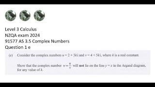 NCEA Level 3 Calculus 2024 Complex Q 1 e [upl. by Tatia]