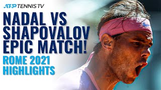 EPIC amp DRAMATIC Battle Between Rafa Nadal and Denis Shapovalov in Rome [upl. by Pomcroy453]