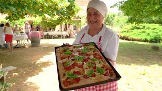 Today at La Vialla Stefania prepares focaccia with cherry tomatoes [upl. by Nylzor3]