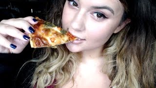 ASMR Eating Pizza And Salad whispering food sounds [upl. by Ammeg]