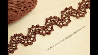 Ленточное кружево quotВОЛНАquot вязание крючком Crochet Lace Braid Ribbon Tape Tutorial [upl. by Aicram]