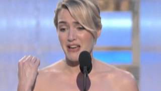 Kate Winslet thanks Leonardo DiCaprio and tells him she loves him Golden Globe Awards 2009 [upl. by Fanchie213]