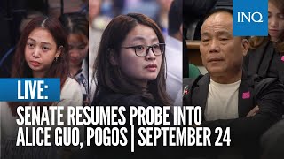 LIVE Senate resumes probe into Alice Guo Pogos  September 24 [upl. by Kolb]