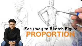 PROPORTION  How to Sketch Human Figure  Drawing Lessons in Hindi [upl. by Alves171]