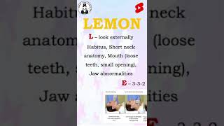 LEMON  Difficult Intubation Mnemonic shorts nursing medico shortvideo [upl. by Retsevlis]