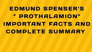 Spensers Prothalamion detail description in hindi [upl. by Notliw]