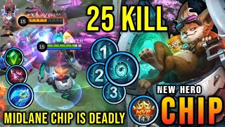 25 Kills Midlane Chip New Hero is Deadly  New Hero Tryout  MLBB [upl. by Zenitram]