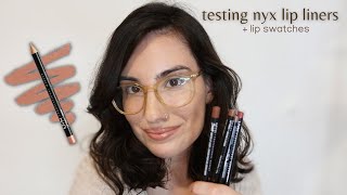 TESTING NYX LIP LINERS  NEUTRAL TONES  LIP SWATCHES OF THEM ALL [upl. by Sears]