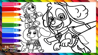 Disegna e Colora le Cagnoline della Paw Patrol SKYE EVEREST e LIBERTY 🐾🐶🎀🚁❄️🌇🌈 Disegni per Bambini [upl. by Lamrej]