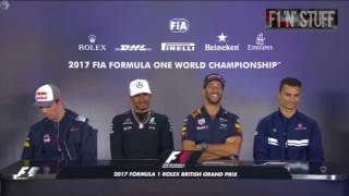 Daniel Ricciardo FUNNY Press Conference 2017 British GP [upl. by Stanway17]