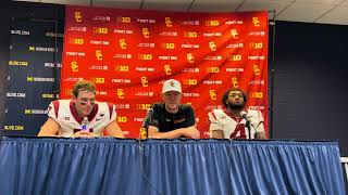 USC head coach Lincoln Riley QB Miller Moss LB Easton MascarenasArnold from Michigan presser [upl. by Socin]