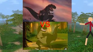 Sharptooth vs giganotosaurus the land before time [upl. by Anirtap619]