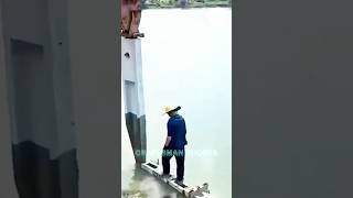 Installation of cement waterproof pillars on riverside dams [upl. by Itaws]