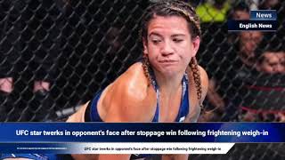 UFC star twerks in opponents face after stoppage win following frightening weighin [upl. by Ethelin752]