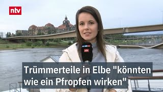 Trümmerteile in Elbe quotkönnten wie ein Pfropfen wirkenquot  Hochwassergefahr in Dresden  ntv [upl. by Saree78]