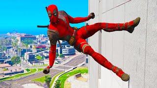 GTA 5 Falling off Highest Buildings 41  GTA Deadpool Mod Gameplay [upl. by Llenyar]